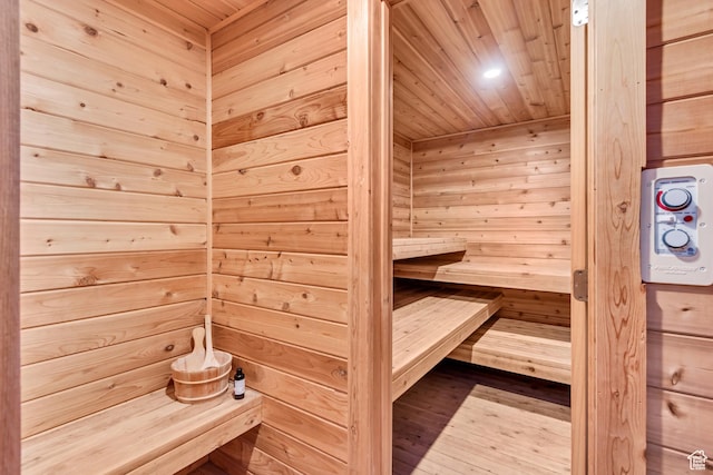 1221 E 800 S, Salt Lake City, UT 84102 - relaxing sauna / steam room with wooden ceiling, wood walls, wood finished floors, and recessed lighting