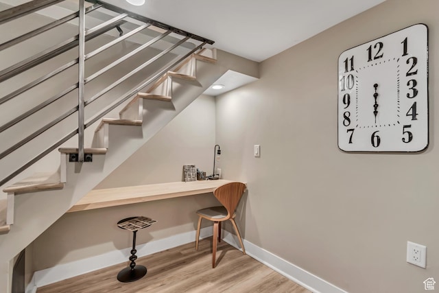 1221 E 800 S, Salt Lake City, UT 84102 - staircase featuring wood finished floors and built in study area