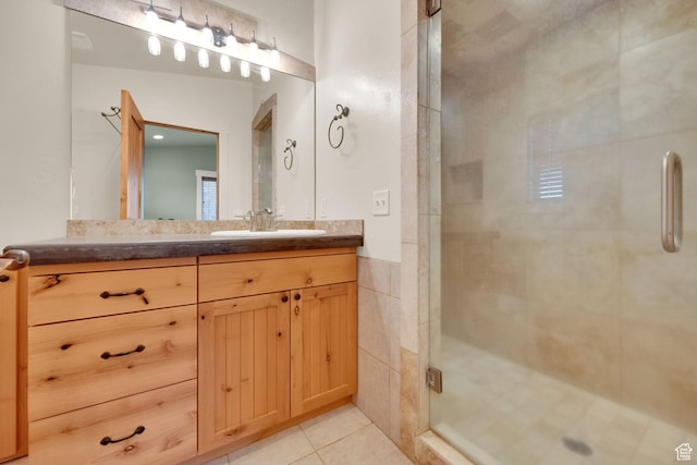 1674 S Cottonwood Ct Unit 1217, Heber City, UT 84032 - bathroom featuring vanity, a shower stall, and tile patterned floors