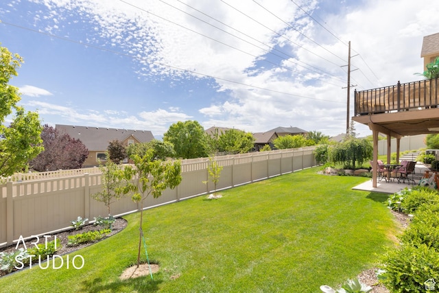 2244 S Hunter Dr, Saratoga Springs, UT 84045 - fenced backyard with a patio