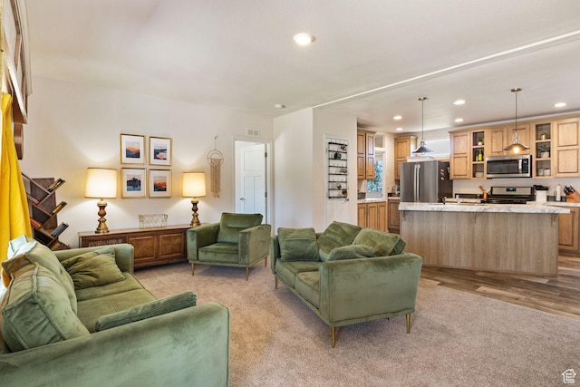 516 N Broadway Ave, Tooele, UT 84074 - living room featuring recessed lighting and light colored carpet