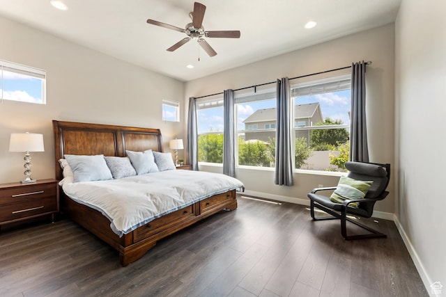 3301 W Cramden Dr, Lehi, UT 84043 - bedroom with dark wood-type flooring, recessed lighting, and ceiling fan