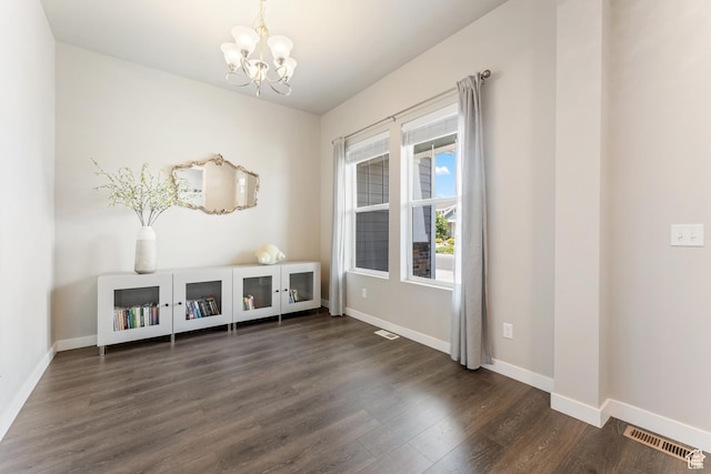 3301 W Cramden Dr, Lehi, UT 84043 - spare room featuring a chandelier and dark wood-type flooring