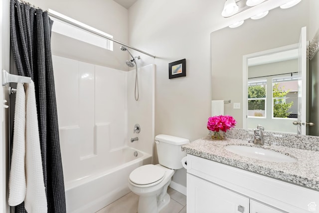 3301 W Cramden Dr, Lehi, UT 84043 - bathroom featuring shower / bath combo, vanity, and tile patterned flooring