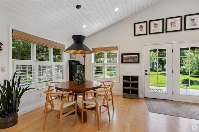 93 S 200 E, Kaysville, UT 84037 - dining room with lofted ceiling, light wood-type flooring, plenty of natural light, wooden ceiling, and recessed lighting