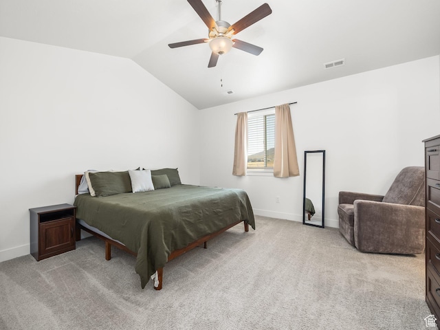 5084 E Lakefield Dr E, Eagle Mountain, UT 84005 - bedroom featuring vaulted ceiling, light carpet, and a ceiling fan