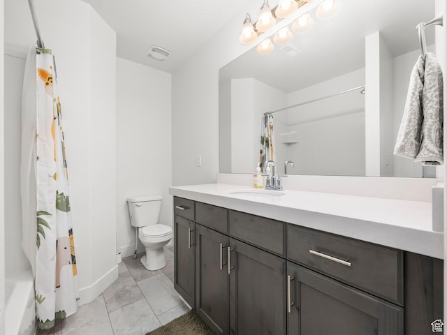 5084 E Lakefield Dr E, Eagle Mountain, UT 84005 - full bathroom with marble look tile flooring, vanity, and shower / bath combination with curtain