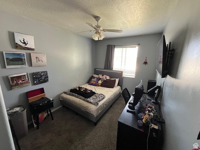 6433 S Laurel Canyon Dr W, Salt Lake City, UT 84118 - bedroom featuring carpet floors, ceiling fan, and a textured ceiling