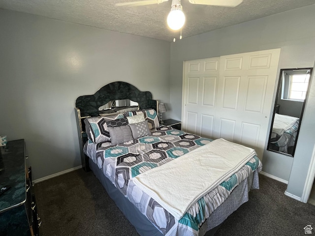 6433 S Laurel Canyon Dr W, Salt Lake City, UT 84118 - bedroom with carpet floors, a textured ceiling, and a ceiling fan