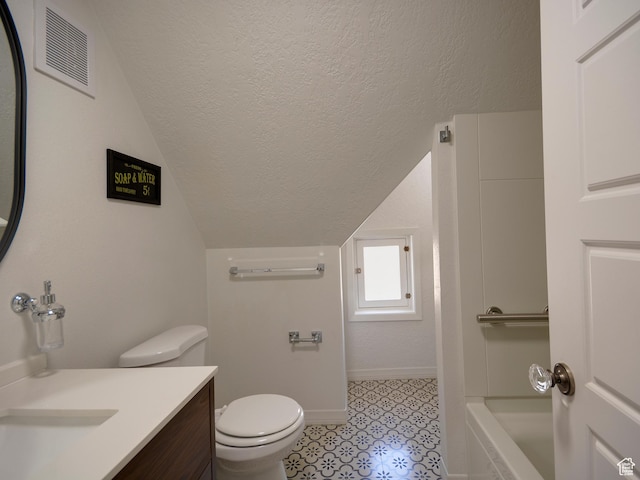 374 E 6th Ave, Salt Lake City, UT 84103 - bathroom with vaulted ceiling, a textured ceiling, and vanity