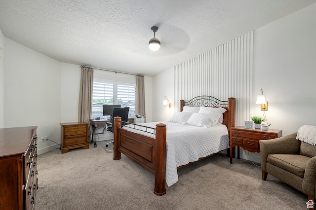10465 S Beetdigger Blvd, Sandy, UT 84070 - bedroom featuring light carpet, a desk, ceiling fan, and a textured ceiling