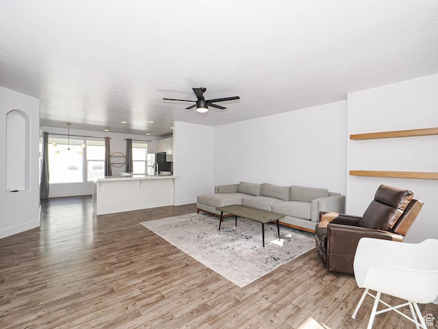 1792 W Dalmeny Way, Riverton, UT 84065 - living area featuring ceiling fan and wood finished floors