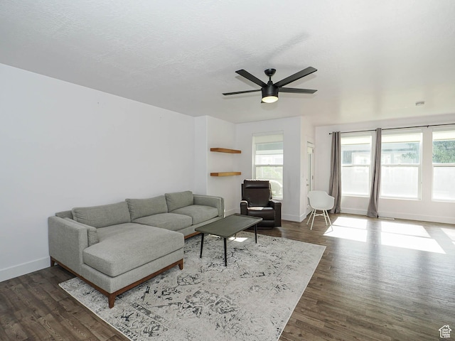 1792 W Dalmeny Way, Riverton, UT 84065 - living room with a ceiling fan and wood finished floors