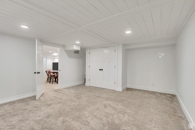1381 E 1300 S, Salt Lake City, UT 84105 - finished basement with carpet flooring, recessed lighting, wooden ceiling, and an office area