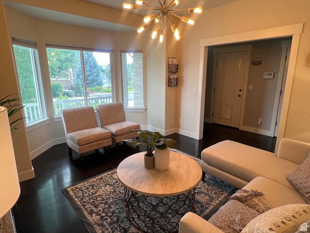 10337 S Wapati Moon Pl, South Jordan, UT 84095 - living area with a chandelier and dark wood-type flooring