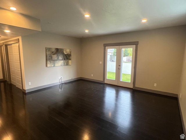 10337 S Wapati Moon Pl, South Jordan, UT 84095 - unfurnished room featuring dark wood finished floors, french doors, and recessed lighting