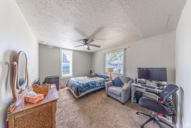 525 3rd St, Ogden, UT 84404 - bedroom featuring carpet, a textured ceiling, and a ceiling fan