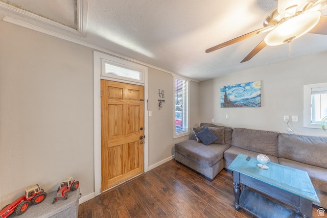 525 3rd St, Ogden, UT 84404 - living area with dark wood-type flooring and ceiling fan