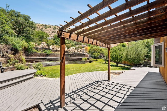 4307 Churchill Dr N Unit 97, Provo, UT 84604 - deck featuring a pergola and a mountain view