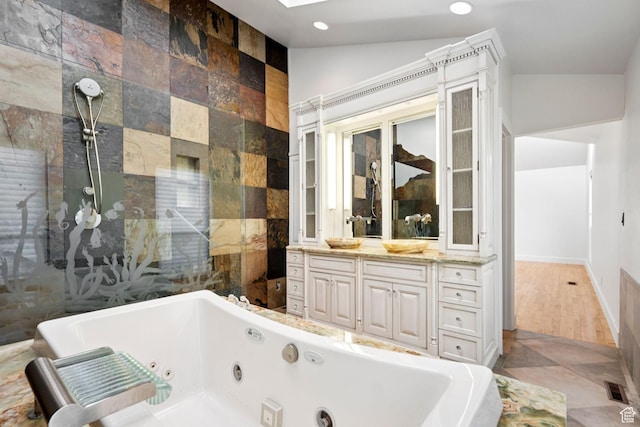 4307 Churchill Dr N Unit 97, Provo, UT 84604 - bathroom with a tub with jets, vanity, and recessed lighting