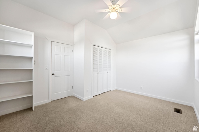 4307 Churchill Dr N Unit 97, Provo, UT 84604 - unfurnished bedroom with carpet flooring, ceiling fan, lofted ceiling, and a closet