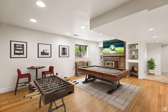 4307 Churchill Dr N Unit 97, Provo, UT 84604 - rec room with a fireplace, light wood-style floors, recessed lighting, and billiards table