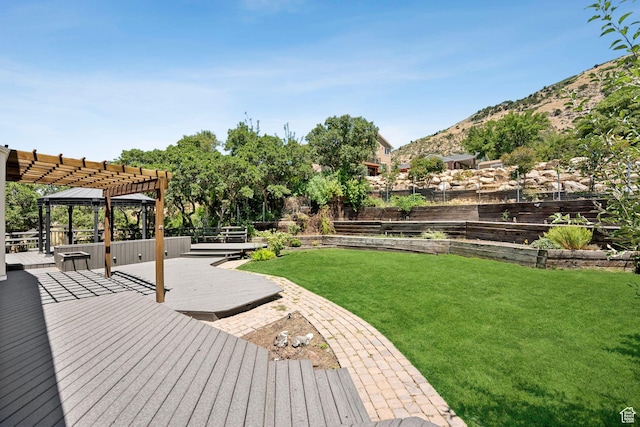 4307 Churchill Dr N Unit 97, Provo, UT 84604 - view of yard with a pergola and a deck with mountain view