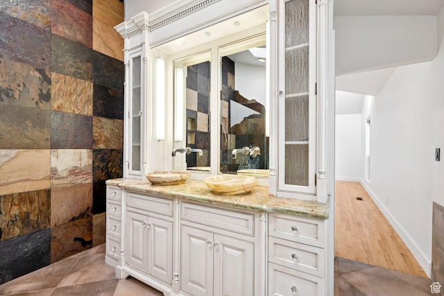 4307 Churchill Dr N Unit 97, Provo, UT 84604 - bathroom featuring vanity, walk in shower, and wood finished floors