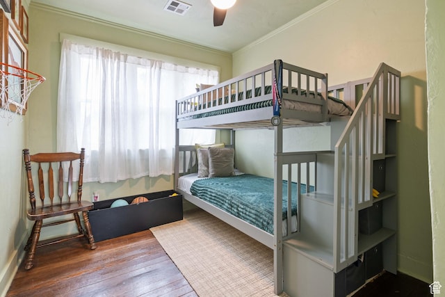 266 W 200 S, Hurricane, UT 84737 - bedroom featuring wood-type flooring, crown molding, and ceiling fan