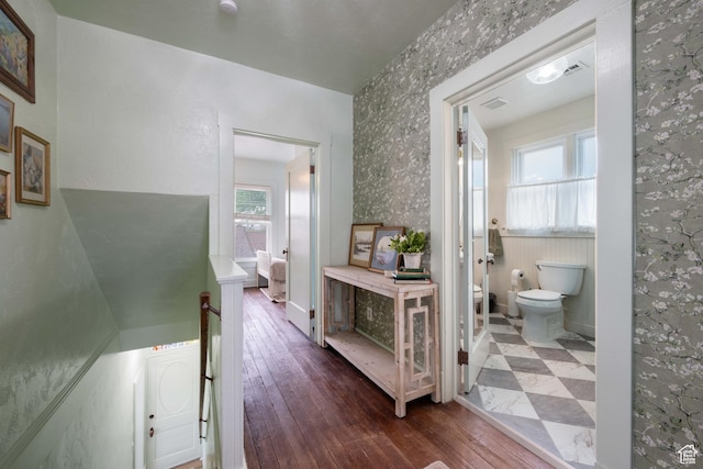 266 W 200 S, Hurricane, UT 84737 - hallway with plenty of natural light, dark wood-style floors, and an upstairs landing