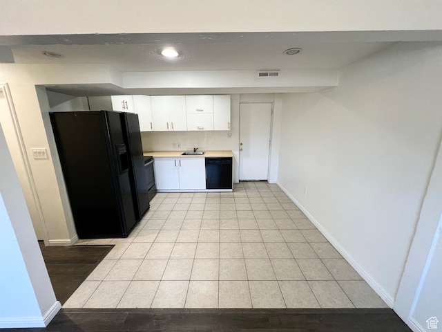 1128 W 600 N, Orem, UT 84057 - kitchen with black appliances, light countertops, white cabinetry, light tile patterned floors, and recessed lighting