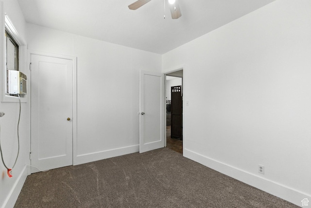 175 S 200 E, Payson, UT 84651 - unfurnished bedroom with dark carpet, a wall mounted AC, ceiling fan, and a closet