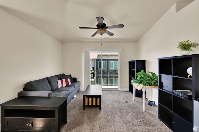 8264 S Resaca Dr Unit K9, Sandy, UT 84070 - carpeted living room with ceiling fan and baseboards