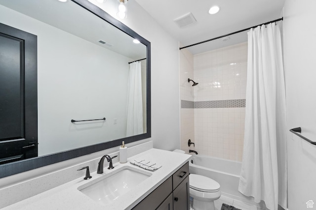 5488 N Valley Rd E, Lehi, UT 84043 - full bathroom with vanity, shower / bath combo, and recessed lighting