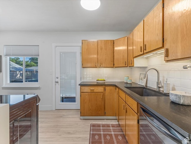 1406 W Talisman Dr, Salt Lake City, UT 84116 - kitchen with dishwasher, dark countertops, and decorative backsplash