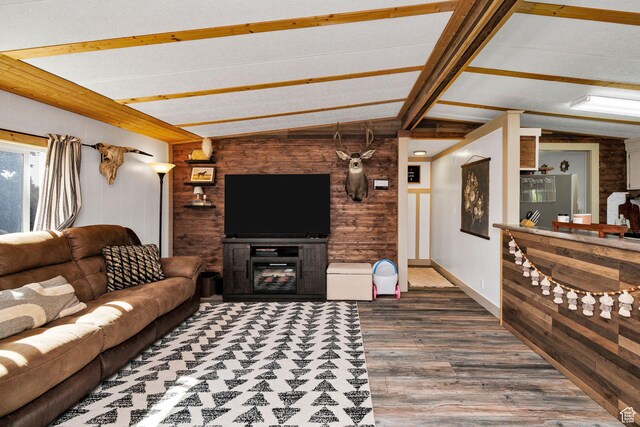 20105 N 5000 W, Plymouth, UT 84330 - living area featuring wood finished floors and wood walls