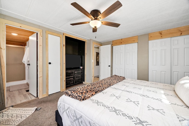 20105 N 5000 W, Plymouth, UT 84330 - bedroom featuring multiple closets, carpet floors, and ceiling fan