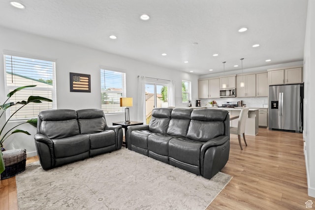 1162 W 1100 S, Clearfield, UT 84015 - living area featuring light wood-style floors and recessed lighting