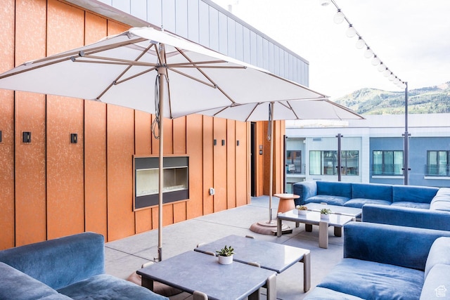 2417 W High Mountain Rd Unit 2416, Park City, UT 84098 - view of patio / terrace with an outdoor hangout area and a mountain view