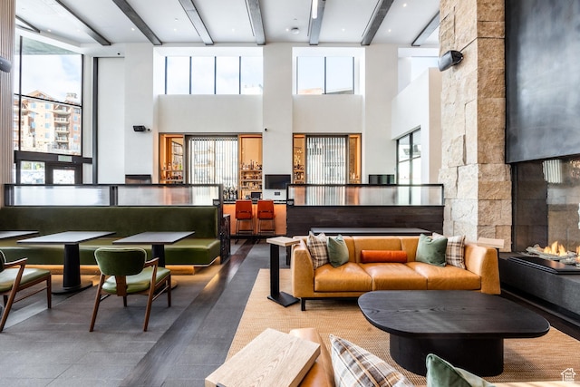 2417 W High Mountain Rd Unit 2416, Park City, UT 84098 - common area with beamed ceiling and a high ceiling