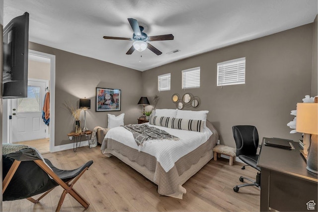 38 W 1725 S, Washington, UT 84780 - bedroom featuring an office area, light wood-style flooring, and ceiling fan