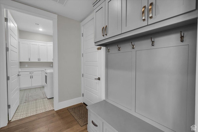 2249 E Fieldstone Cir, St George, UT 84790 - mudroom with dark wood finished floors, separate washer and dryer, and recessed lighting