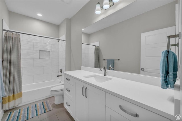 2249 E Fieldstone Cir, St George, UT 84790 - full bath featuring vanity, shower / bath combo with shower curtain, and tile patterned flooring