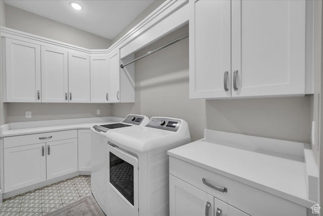 2249 E Fieldstone Cir, St George, UT 84790 - laundry area featuring independent washer and dryer, cabinet space, and recessed lighting