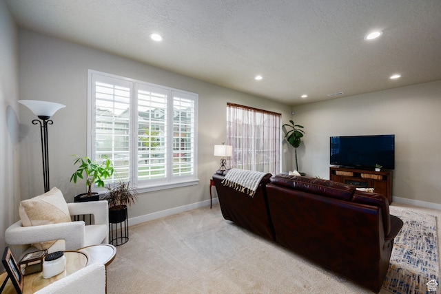 5149 N Edgewood Dr, Provo, UT 84604 - living area with recessed lighting, light carpet, and a textured ceiling