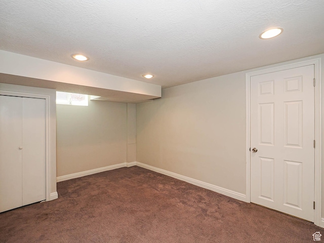 2375 E Redondo Ave, Salt Lake City, UT 84108 - finished below grade area featuring dark carpet, recessed lighting, and a textured ceiling