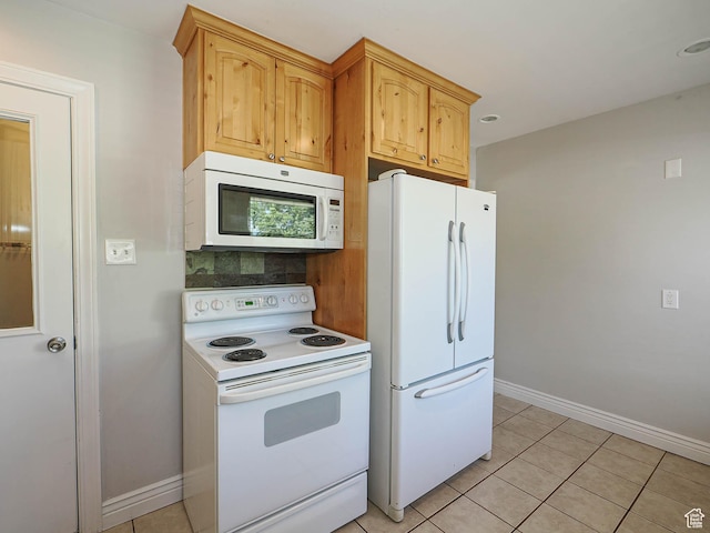 2375 E Redondo Ave, Salt Lake City, UT 84108 - kitchen featuring white appliances, decorative backsplash, and light tile patterned floors