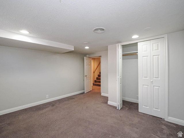 2375 E Redondo Ave, Salt Lake City, UT 84108 - unfurnished bedroom featuring carpet flooring, recessed lighting, a textured ceiling, and a closet
