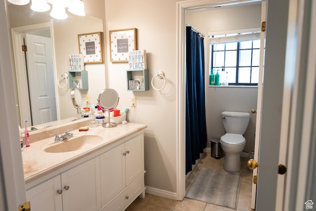 11089 S Justin Dr, Sandy, UT 84092 - bathroom featuring vanity, tile patterned floors, and a shower with shower curtain
