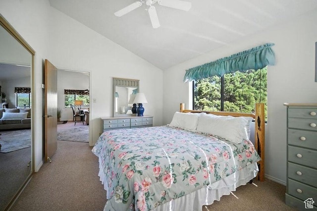 214 S Terry Pkwy, Pine Valley, UT 84781 - carpeted bedroom with lofted ceiling and a ceiling fan